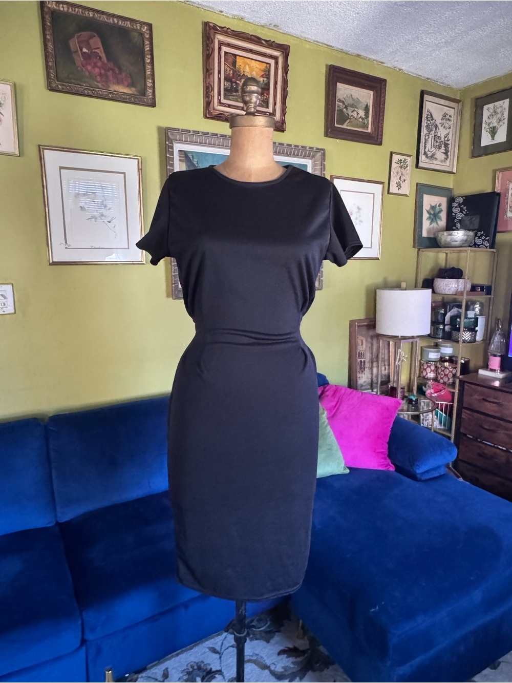 Boohoo Black Midi Sheath Dress